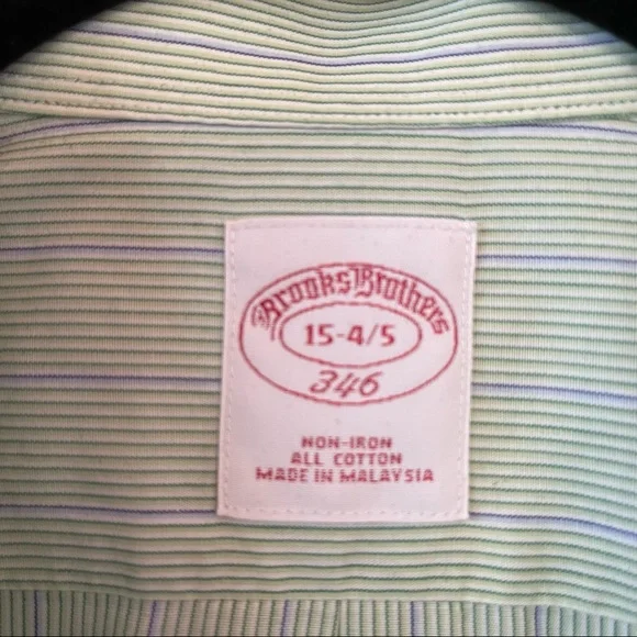 Vintage Brooks Brothers Botton Down Long Sleeve Green Dress Shirt Size 15-4/5 - Picture 6 of 10